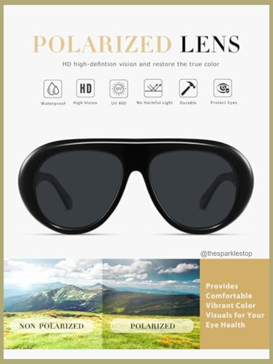 Oversized Polarized Aviator Sunglasses Retro Vintage Shield Style main image 6